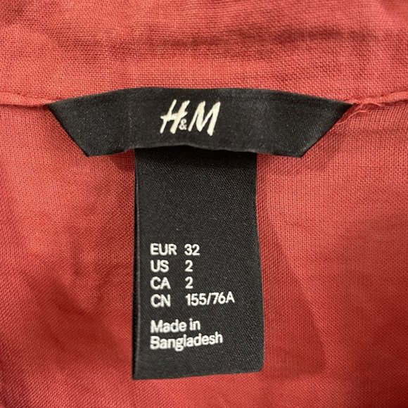 H&M Shirt Womens 2 Mauve Pink Button Down Lightweight‎ Top Cotton Semi Sheer - Picture 7 of 12